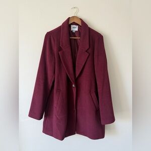 Old Navy Wool Blend Driving Peacoat Winter Coat Tall Medium VGC Burgundy